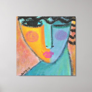 Heb een geheim Abstract portret van een vrouw Canvas Afdruk