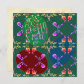 "Heb een gelukkige Pasen" Eieren Groene Blank Kaar Feestdagenkaart (Voorkant / Achterkant)