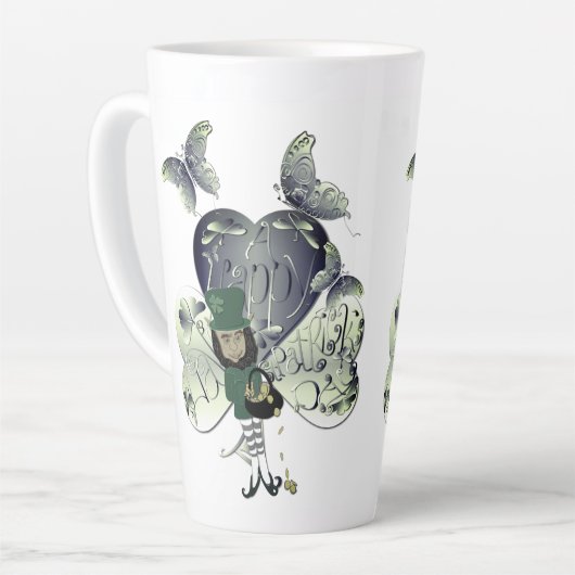 "Heb een gelukkige St. Patrick's Day" Leprechaun Latte Mok (Linkerhoek)