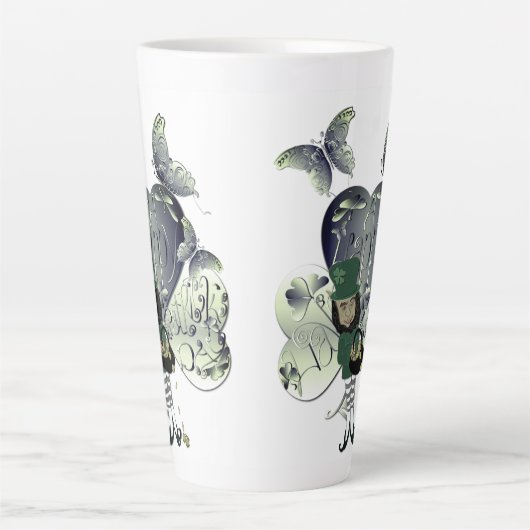 "Heb een gelukkige St. Patrick's Day" Leprechaun Latte Mok (Voorkant)