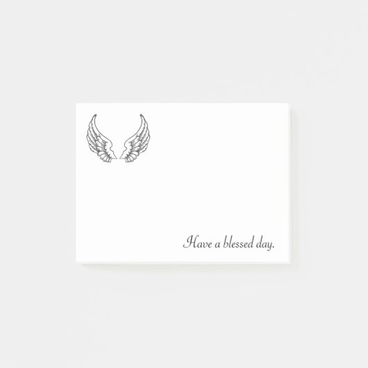 Heb een gezegende dag met zwarte vleugels post-it® notes (Voorkant)