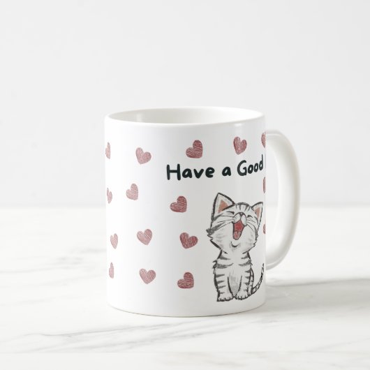 Heb een goede dag Mok, Schattigee kat koffie cup Koffiemok (Voorkant rechts)