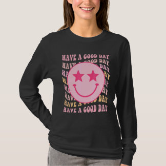 Heb een goede dag retro glimlachen gezicht estheti t-shirt