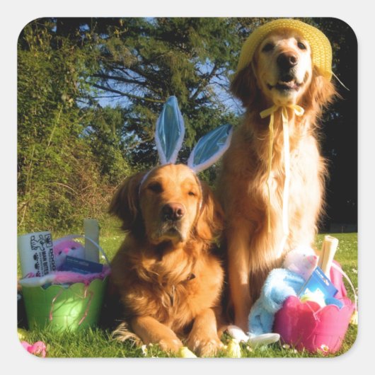 Heb een gouden Pasen Vierkante Sticker (Voorkant)