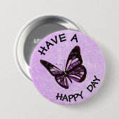 Heb een Happy Day Paarse Butterfly Button (Voorkant /achterkant)