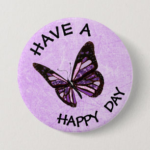 Heb een Happy Day Paarse Butterfly Button