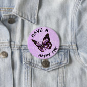 Heb een Happy Day Paarse Butterfly Button (In situ)