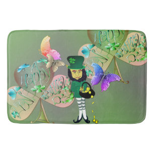 "Heb een Happy St. Patrick's Day!" Leprechaun Badmat