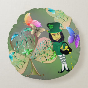 "Heb een Happy St. Patrick's Day!" Leprechaun Rond Kussen