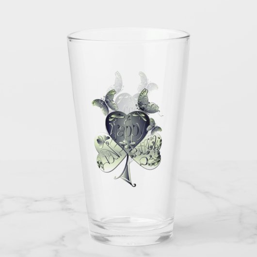 "Heb een Happy St. Patrick's Day" Shamrock Glas (Achterkant)