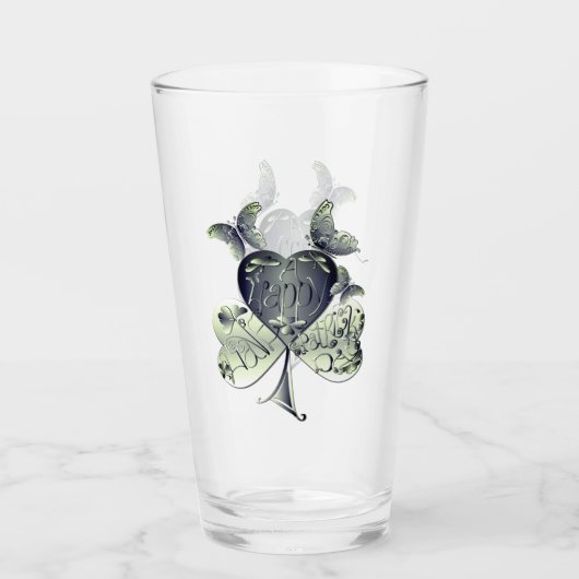 "Heb een Happy St. Patrick's Day" Shamrock Glas (Voorkant)