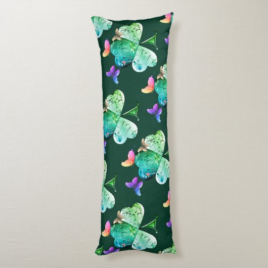 "Heb een Happy St. Patrick's Day" Shamrock Sherpa Lichaamskussen (Achterkant (Verticaal))