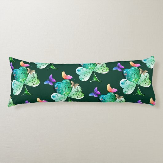 "Heb een Happy St. Patrick's Day" Shamrock Sherpa Lichaamskussen (Voorkant)