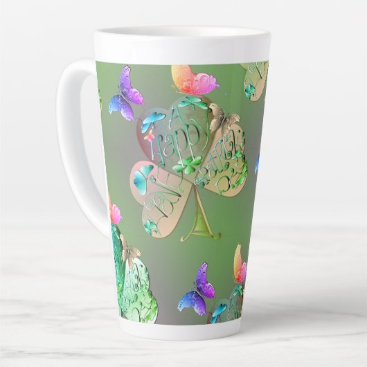 "Heb een Happy St. Patrick's" Shamrocks Latte Mok (Linkerhoek)