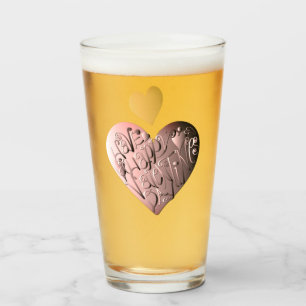 "Heb een Happy Valentijnsdag" met de hand geschrev Glas