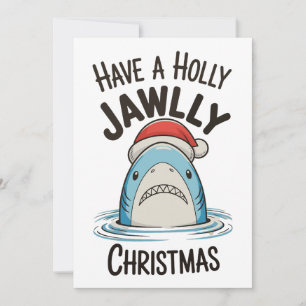 Heb een heilige Kerstmis Haai Kerstman Hoed Feestdagenkaart