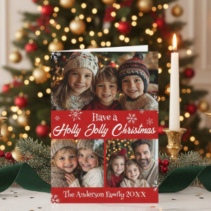 Heb een Holly Jolly Christmas Family Fotocollage Feestdagen Kaart