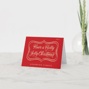Heb een Holly Jolly Classic Gold Lijst Feestdagen Kaart