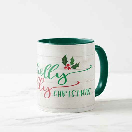 Heb een Holly Jolly Kerstkalligrafie Rustige Mok (Voorkant rechts)
