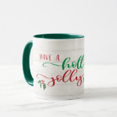 Heb een Holly Jolly Kerstkalligrafie Rustige Mok (Voorkant links)