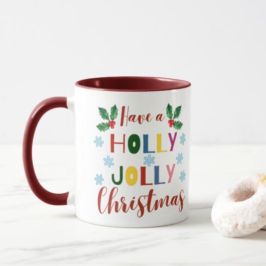 Heb een Holly Jolly Kerstmis Mok (Met donut)