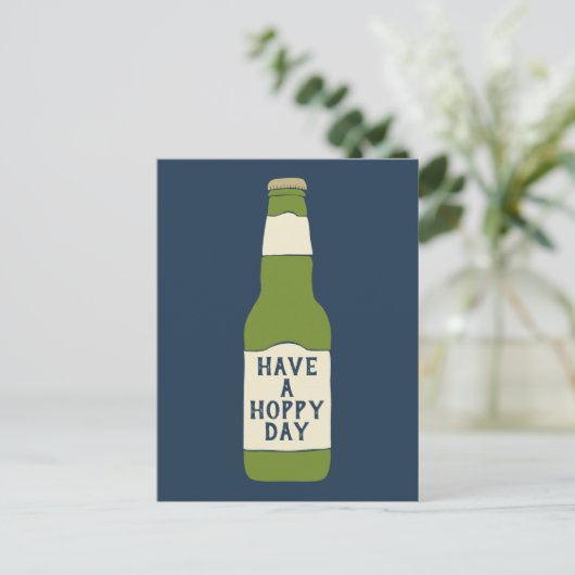 Heb een Hoppy Day groene bierfles Briefkaart (Staand voorkant)
