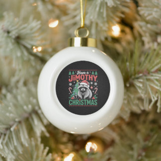 Heb een Jimothy Kerstmis Wasbeer Kerstman Hoed Boo Keramische Bal Ornament