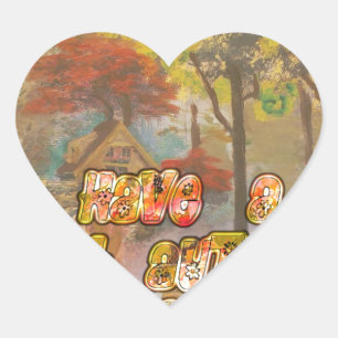 Heb een koele herfstseizoen Art Print Hart Sticker