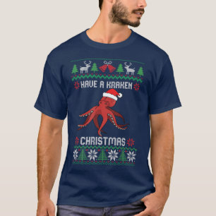 Heb een kraken octopus met Santa Hat Ugly Christma T-shirt