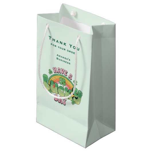 Heb een Lucky Day Retro Typography Business Klein Cadeauzakje (Voorkant Gekanteld)