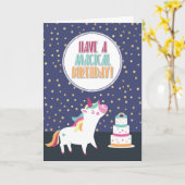 Heb een magische verjaardag regenboog eenhoorn con kaart (Gele Bloem)