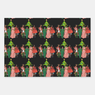 Heb een Melanin-kerst-zwart meisje met een magisch Inpakpapier Vel