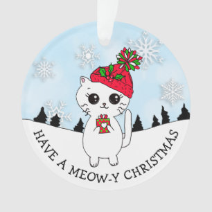 Heb een miauw-y Christmas Kitty Cat Cartoon Ornament