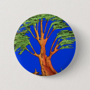 Heb een mooie dag Afrikaanse ECO Blue Sky Acacia-b Ronde Button 5,7 Cm