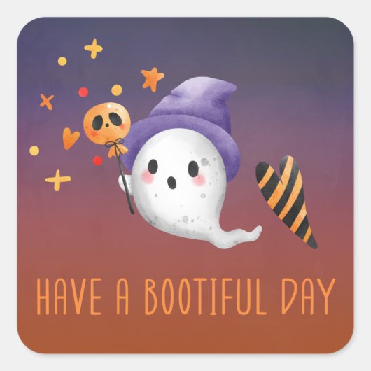 Heb een mooie dag halloween vierkante sticker (Voorkant)