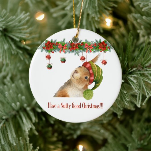 Heb een Nutty Good Christmas Squirrel Custom Year Keramisch Ornament (Boom)