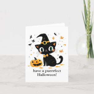 Heb een Purfect Halloween Black Cat Witch Bedankkaart