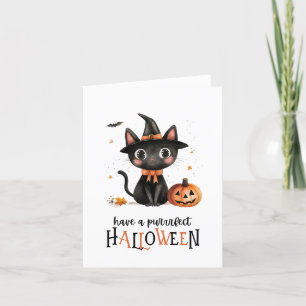 Heb een Purfect Halloween Black Cat Witch Bedankkaart