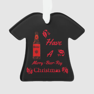 Heb een Rode Fles van Kerstmis vrolijk-bier-Rey Ornament