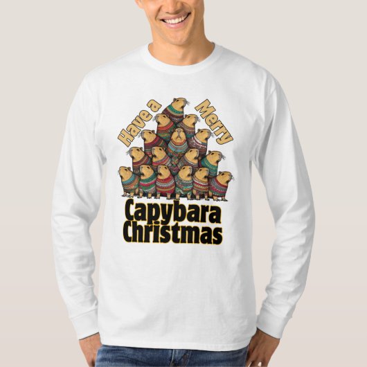 Heb een vrolijk Capybara Kerstmis T-shirt (Voorkant)