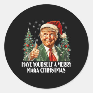 Heb een vrolijk kerstfeest - Trump Xmas Pajam Ronde Sticker