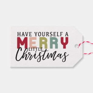 Heb een vrolijk klein kerst kleurrijk cadeaulabel