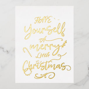 Heb een vrolijk klein kerstfeest, simpel folie feestdagen briefkaart