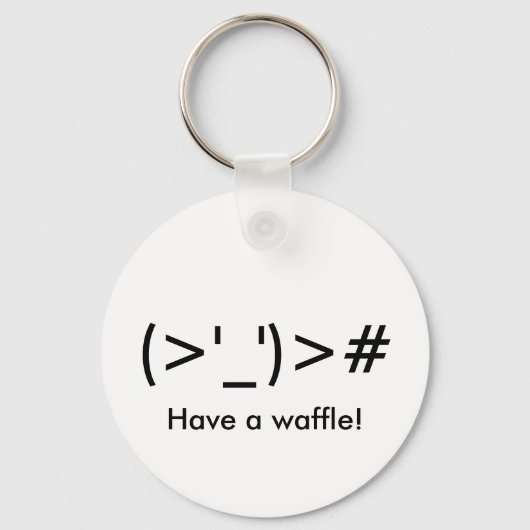 "(>'_')># Heb een wafel!" Button Sleutelhanger (Voorkant)