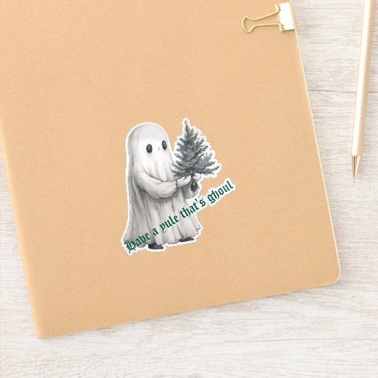 Heb een Yule Dat is Ghoul Christmas Ghost Tree Sticker (Notitieboek)
