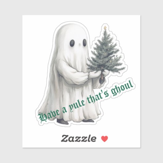 Heb een Yule Dat is Ghoul Christmas Ghost Tree Sticker (Vel)