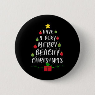 Heb een zeer vrolijke strandachtige kerstboom trui ronde button 5,7 cm