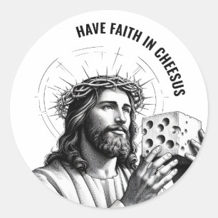 Heb geloof in Cheesus - Grappige Jezus Meme Ronde Sticker