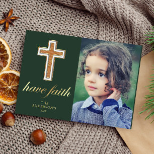 Heb geloof Kerstfoto voor religieuze kruisbeelde Feestdagenkaart