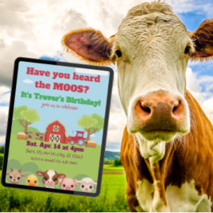 Heb je de koeien gehoord, Boerderijdier Verjaardag Kaart